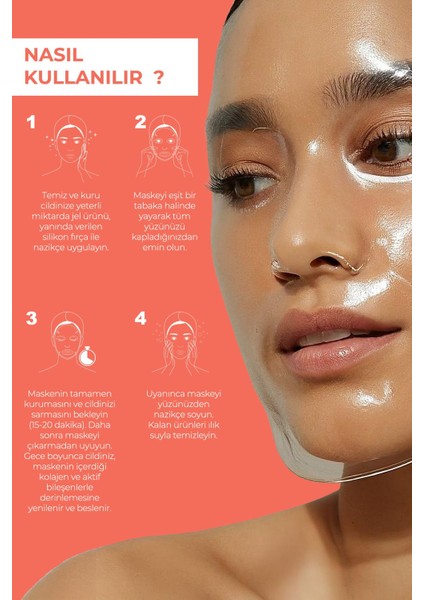 Aydınlatıcı Gece Boyu Etkili Soyulabilir Kolajen Yüz Maskesi ( Lemon & Mandarin) 50 ml fırsatları