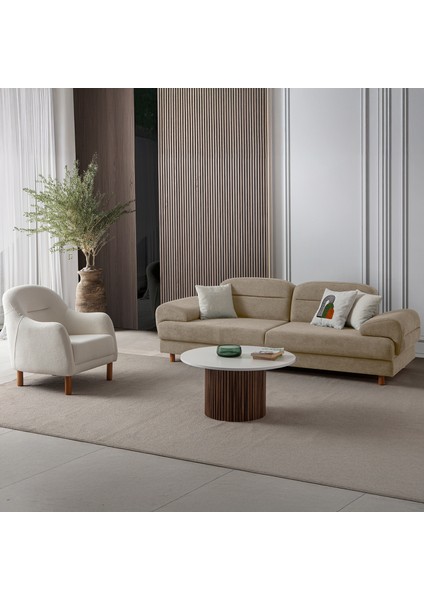 Lizbon Yataklı Sandıklı Koltuk Takımı 3+1 Sütlü Kahve