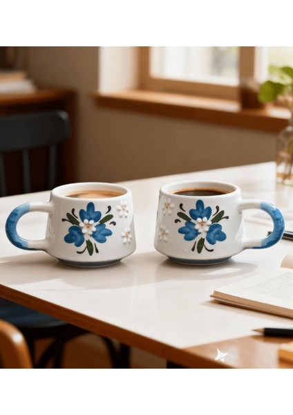 El Yapımı Ççek Desenli Hediyelik Ikili Kupa Seti modelleri