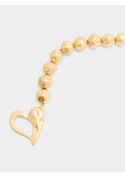 Taş Efektli Boncuklu Kısa Kolye