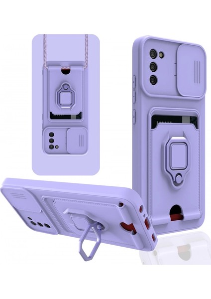 Buğz Samsung Galaxy A03S Kılıf Zuma Kartvizitli Yüzüklü Silikon - Lila