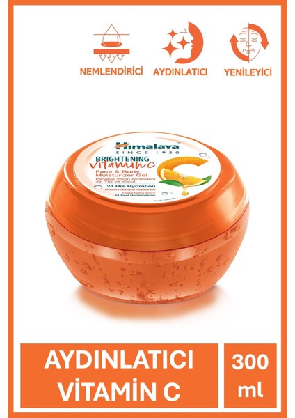 Aydınlatıcı C Vitamini Yüz ve Vücut Nemlendirici Jel 300 ml | Nemlendirici ve Işıltı Artırıcı