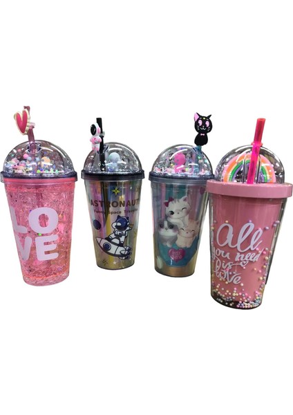 Renkli Pipetli Mika Bardak