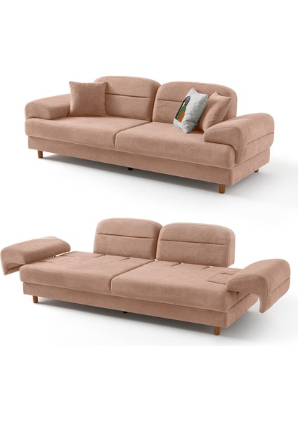 Lizbon Yataklı Sandıklı Koltuk Takımı 3+1 Pembe