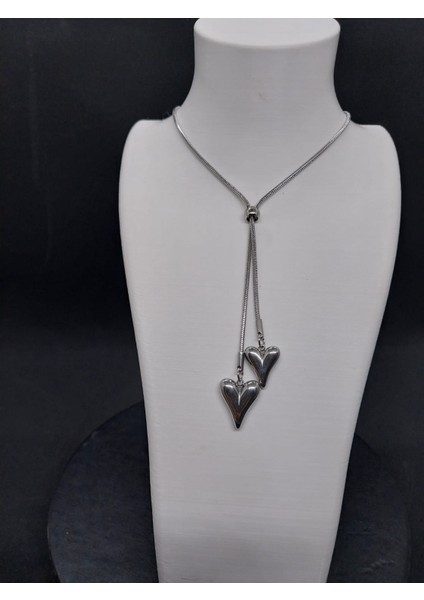 Kalp Detaylı Gümüş Renk Çelik Kolye fiyatları