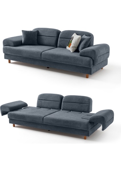 Lizbon Yataklı Sandıklı Koltuk Takımı 3+1 Mavi