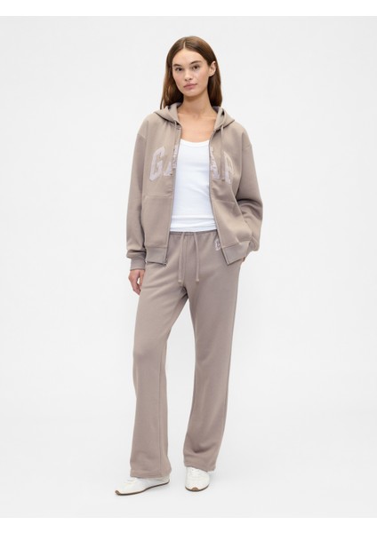 Kadın Açık Kahverengi Gap Logo Bootcut Fleece Eşofman Altı