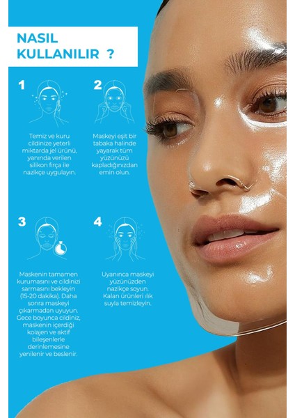 Yoğun Nemlendirici Gece Boyu Etkili Soyulabilir Kolajen Yüz Maskesi 50 ml (Hyaluronıc Acıd ) fırsatları