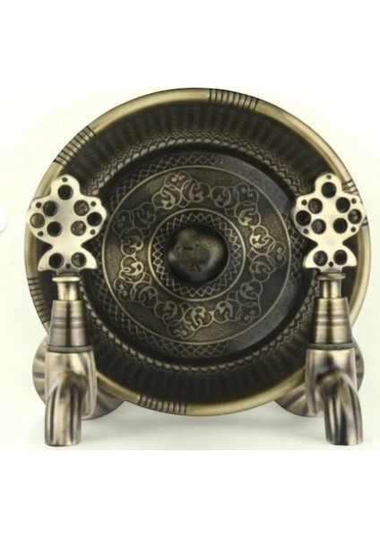 Kurna Muslukları Seti Eskitme Gold Kurna Seti 2 Adet Antik Gold Musluk 1 Adet Ağır Hamam Tası indirimleri