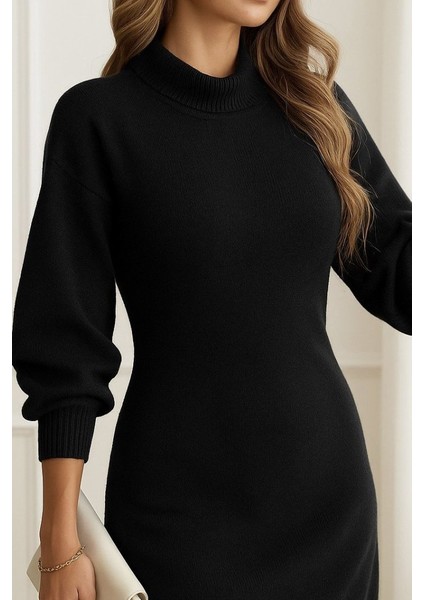 Kadın Uzun Kollu Balıkçı Yaka Şardonlu Kaşkorse Elbise fiyatları