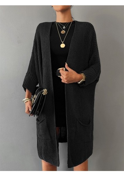 Kadın Oversize Kalıp Cep Detay Salaş Triko Hırka modelleri