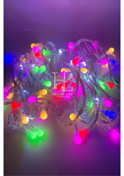 10 Metre Rgb Beyaz Flaş Çakar Top LED Animasyonlu Şeffaf Kablolu Dekoratif LED Işık Yılbaşı Süsü modelleri