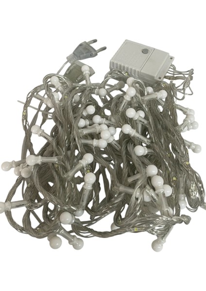 10 Metre Rgb Beyaz Flaş Çakar Top LED Animasyonlu Şeffaf Kablolu Dekoratif LED Işık Yılbaşı Süsü indirimleri