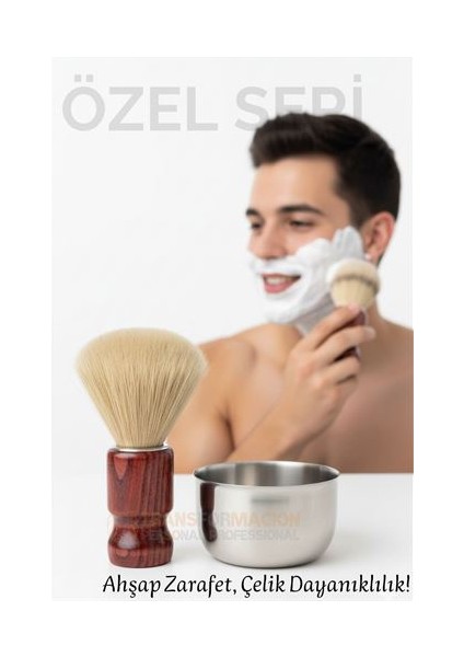 Klasik Tıraş Seti – Ahşap Saplı Fırça & 304 Paslanmaz Çelik Tıraş Tası