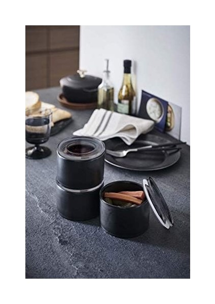 Home Seramik Yiyecek Saklama Egzersiz Aletleri/canisters Hava Geçiren Kapaklı Seramik Kutu, Seramik, Siyah, Tek Boy fiyatları