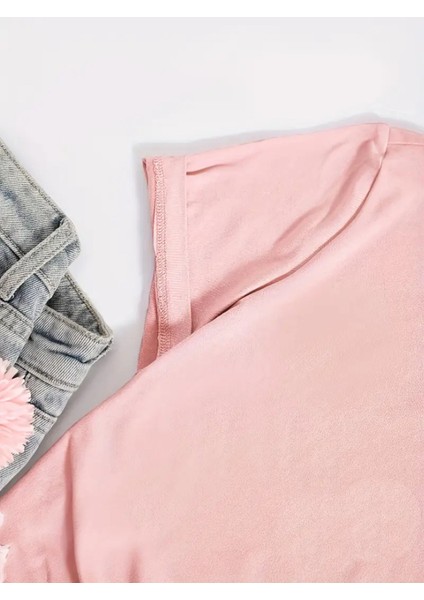 Kurdele Baskı Detaylı Kadın Oversize T-Shirt modelleri