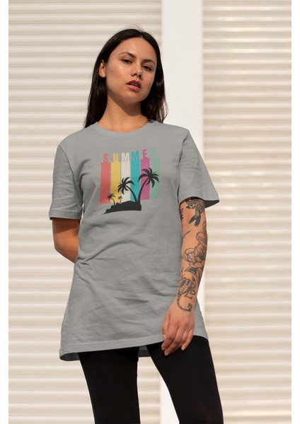 Kadın Summer Baskılı Oversize T-Shirt