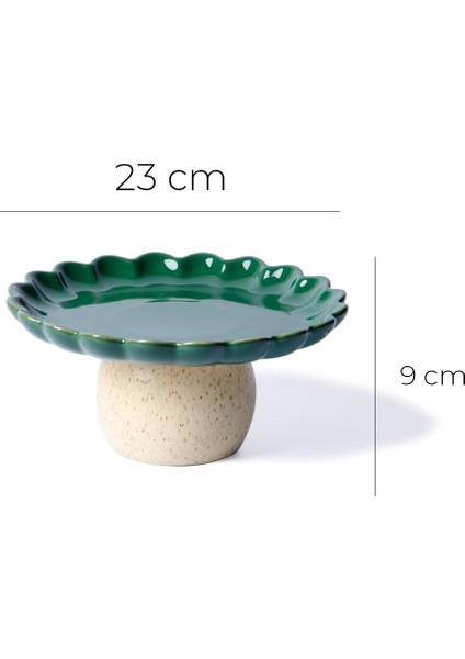 Fungo Ayaklı Pasta Kek Sunum Tabağı 23 cm | Yeşil modelleri
