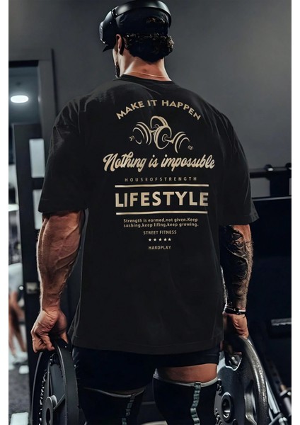 Life Style Sırt Baskılı Oversize T-Shirt