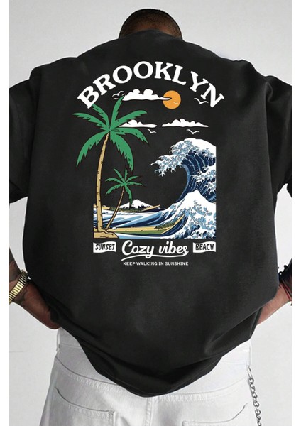 Brooklyn Baskılı Oversize T-Shirt