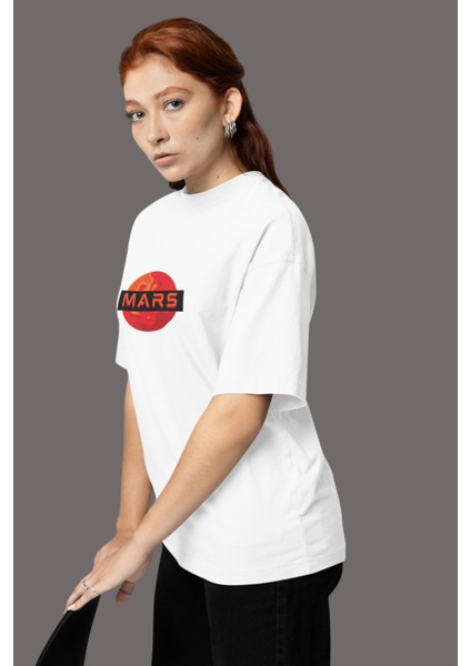Mars Baskılı Kadın Oversize T-Shirt fiyatları
