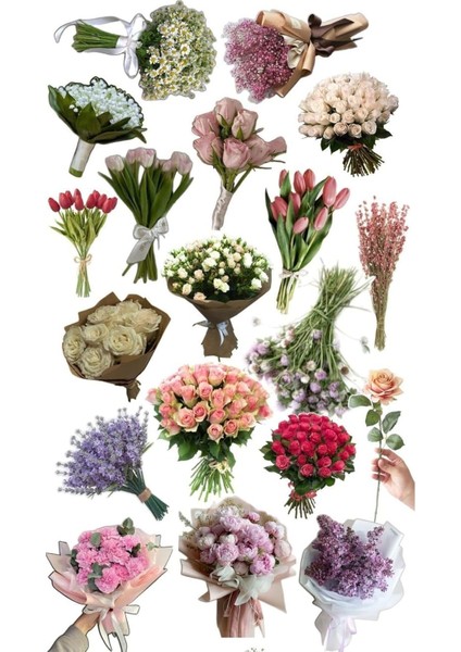 Retro Bouquet Temalı Laptop Tablet Telefon Ajanda Bullet Journal - Suya Dayanıklı Etiket