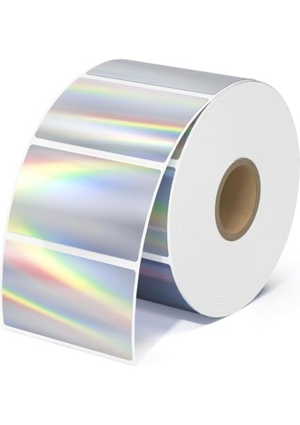 Termal Yazıcı Etiketleri, 500 Adet Holografik Gümüş Termal Barkod Etiket Kağıdı, Parlak Termal Yazıcı Etiketi, Ofisler, Süpermarketler ve Dıy Logo Tasarımı Için Termal Etiketler