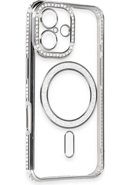 Buğz Newface Iphone 16 Kılıf Joke Simli Magneticsafe Kılıf - Gri modelleri