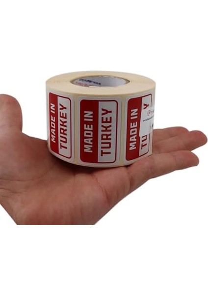Hazır Al Hızlı Al Made In Turkey Etiketi, 50MM x 30MM Ölçüsünde 1000 Adet 40MM Çapında Kuşe Rulo Etiket