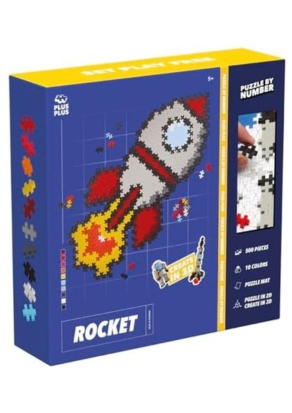 Plus Plus 9603930, Dahiyane Yapı Oyuncağı, Yapboz Roket, Yaratıcı Yapı Taşları, 500 Parça, Çok Renkli modelleri