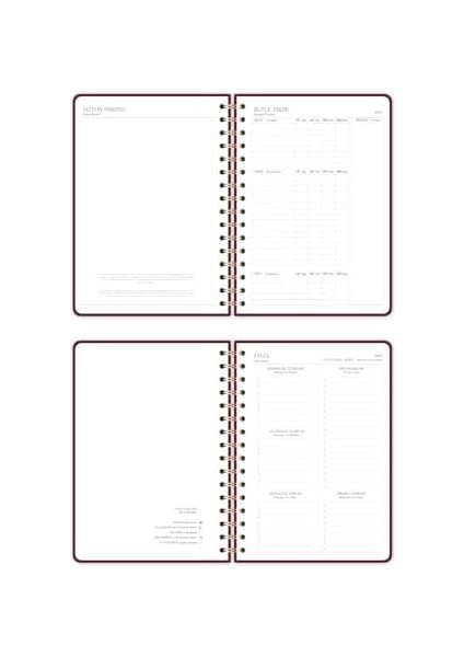 2025-2026 A5 Spiralli 16 Aylık Akademik Ajanda - Bordo