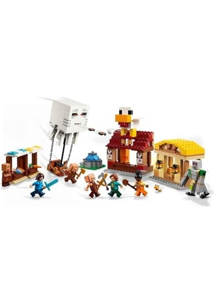 Minecraft Hortlak Balon Köy Saldırısı 21273-10 Yaş ve Üzeri Çocuklar Için Steve, Dawn, Piglin ve Duruşu Ayarlanabilir Demir Golem Minifigürleri Içeren Yaratıcı Oyuncak Yapım Seti (555 Parça)