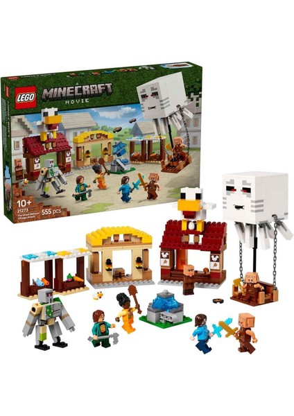 Minecraft Hortlak Balon Köy Saldırısı 21273-10 Yaş ve Üzeri Çocuklar Için Steve, Dawn, Piglin ve Duruşu Ayarlanabilir Demir Golem Minifigürleri Içeren Yaratıcı Oyuncak Yapım Seti (555 Parça) modelleri