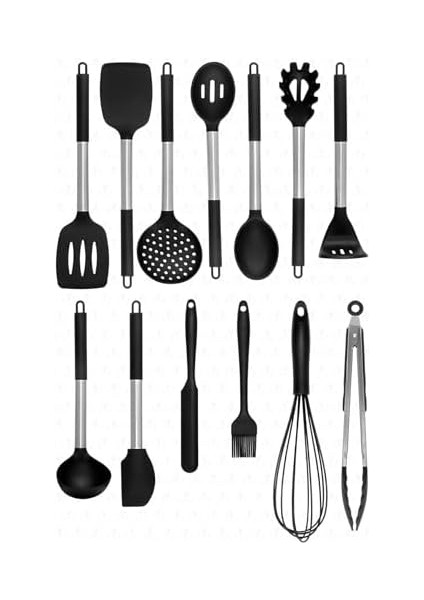Mora 14 Parça Silikon Uçlu Spatula Mutfak Seti - Siyah modelleri