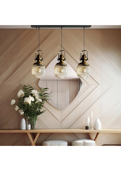 Mopa Üçlü Cam Bal Rengi Tekli Avize Eskitme Başlık Retro Sarkıt Lamba Restoran Salon Aydınlatma modelleri