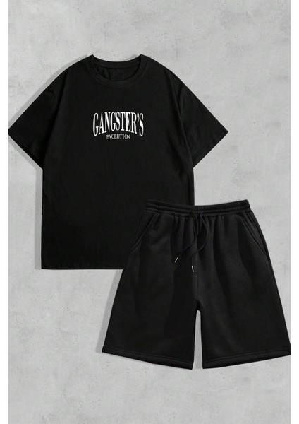 Erkek Siyah Şort-Tshirt Takım Gangster Sırt ve Ön Baskılı fırsatları