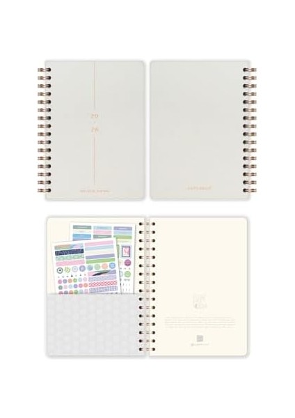 2026 A5 Spiralli Haftalık Ajanda 12 Aylık - Krem