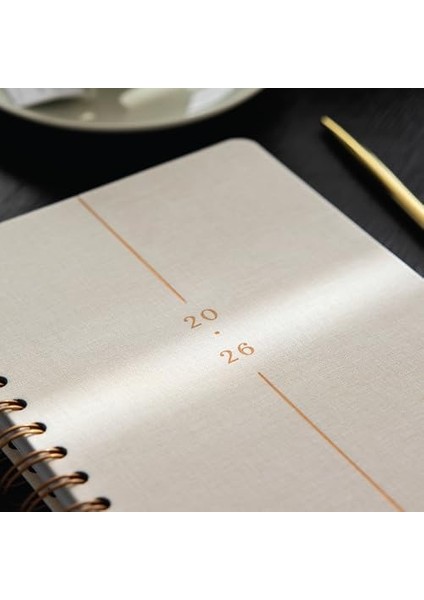 2026 A5 Spiralli Haftalık Ajanda 12 Aylık - Krem modelleri