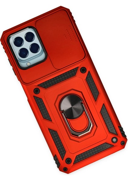 Buğz Samsung Galaxy M33 Kılıf Pars Lens Yüzüklü Silikon - Kırmızı modelleri