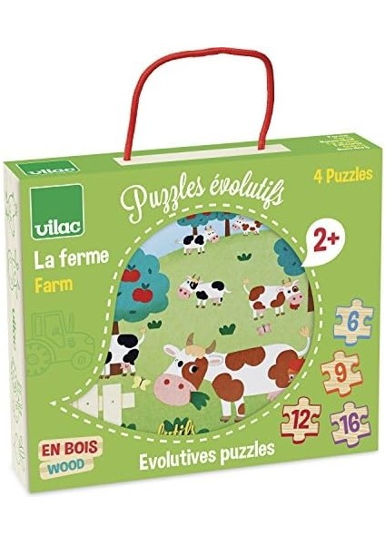 Vilac Evolutive Puzzle Çiftlik Evrimsel Puzzle, 4 Farklı Tasarım