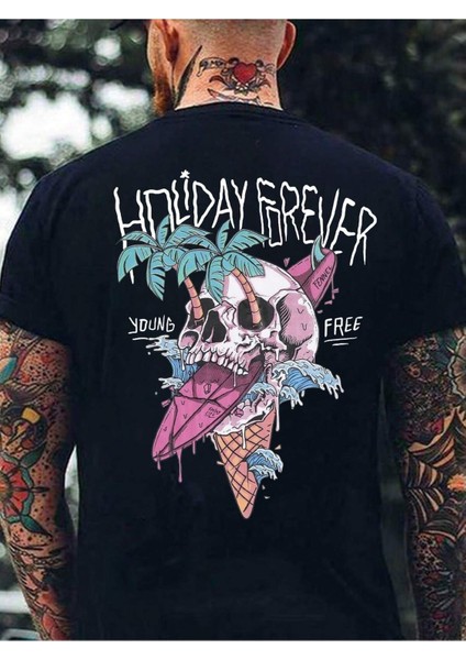 Holiday Forever Baskılı Erkek Oversize T-Shirt