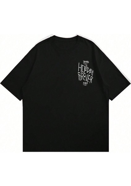Holiday Forever Baskılı Erkek Oversize T-Shirt modelleri
