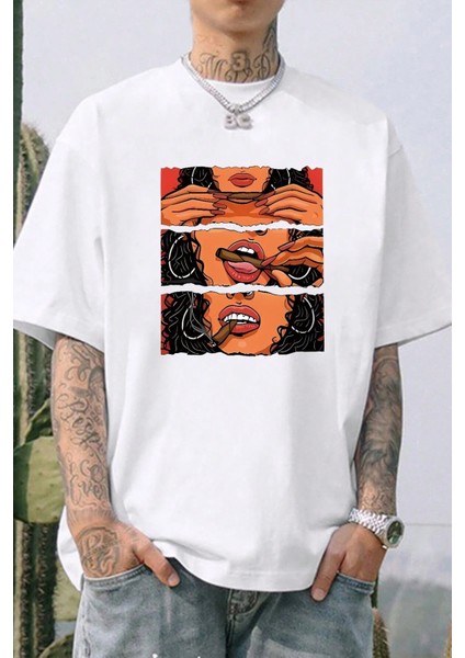 Kadın Baskılı Unisex Oversize T-Shirt