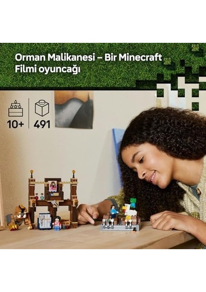 Minecraft Orman Malikanesi Dövüş Ringi 21272-10 Yaş Üzeri Kız ve Erkek Çocuklar Için Tavuk Jokey ve Duruşu Ayarlanabilir Büyük Domuz Minifigürleri Içeren Yaratıcı Oyuncak Yapım Seti (491 Parça) modelleri