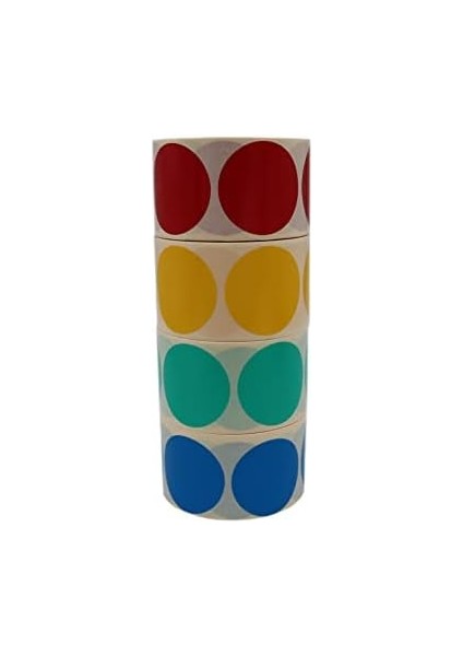 Hazır Al Hızlı Al Kuşe Daire Renk Baskılı Çap Etiketi 50MM x 50MM Ölçülerinde Yuvarlak Çıkartma 500 Adet Kendinden Yapışkanlı Rulo Etiketi Barkod Yazıcılar ile Uyumlu 40MM Kağıt Bazlı Etiket (Kırmızı)