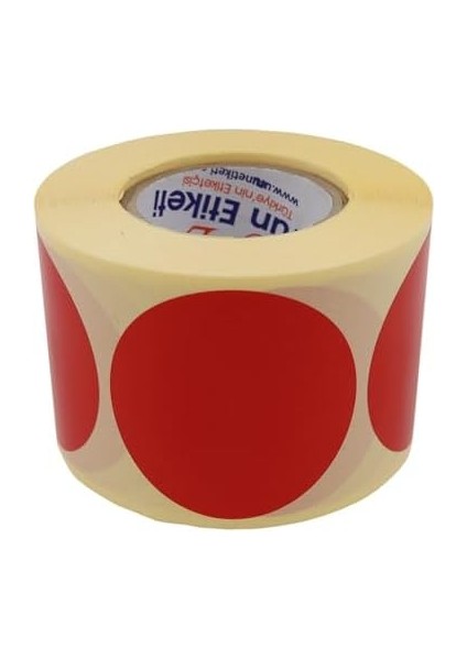 Hazır Al Hızlı Al Kuşe Daire Renk Baskılı Çap Etiketi 50MM x 50MM Ölçülerinde Yuvarlak Çıkartma 500 Adet Kendinden Yapışkanlı Rulo Etiketi Barkod Yazıcılar ile Uyumlu 40MM Kağıt Bazlı Etiket (Kırmızı) fiyatları