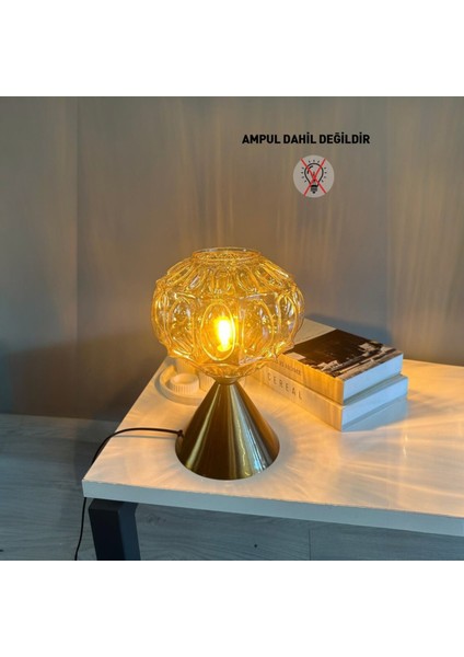 Şila Cam Bal Rengi Masa Lambası Dekoratif Masaüstü Aydınlatma Hol Abajur Yatak Odası Başucu Lamba fırsatları