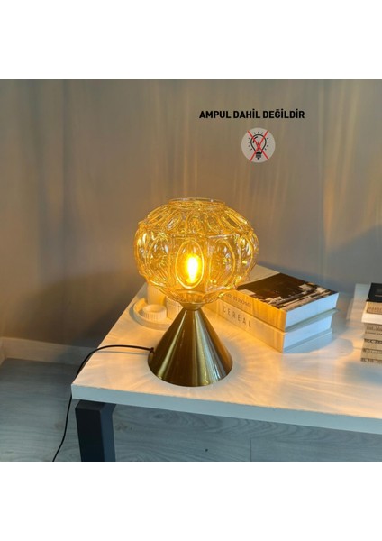 Şila Cam Bal Rengi Masa Lambası Dekoratif Masaüstü Aydınlatma Hol Abajur Yatak Odası Başucu Lamba indirimleri