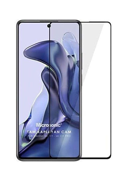 Mi 11T Tam Kaplayan Temperli Cam Ekran Koruyucu Siyah modelleri