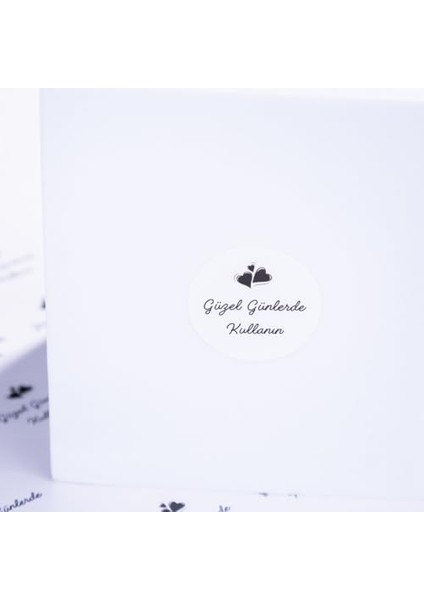 Güzel Günlerde Kullanın, Yazılı Sticker Seti, Kalpli, 525 Adet